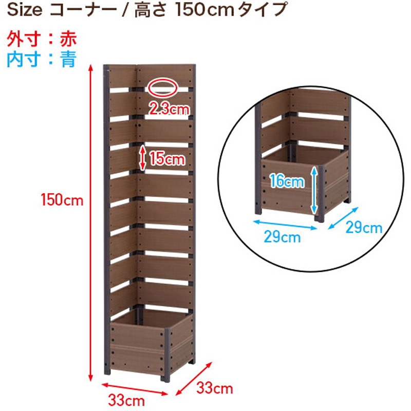 フェンス 目隠し 人工木 プランター付き (幅72 高さ150cm) YPF