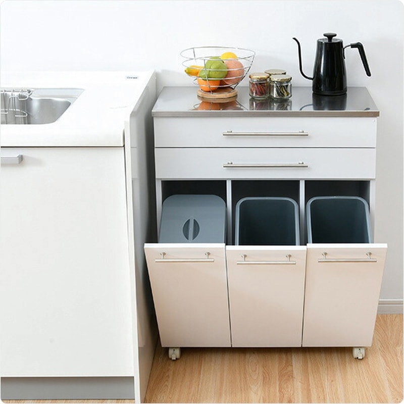 STCP-3WR(WH) ステンレス天板 ダストボックス キャスター付き YAMAZEN