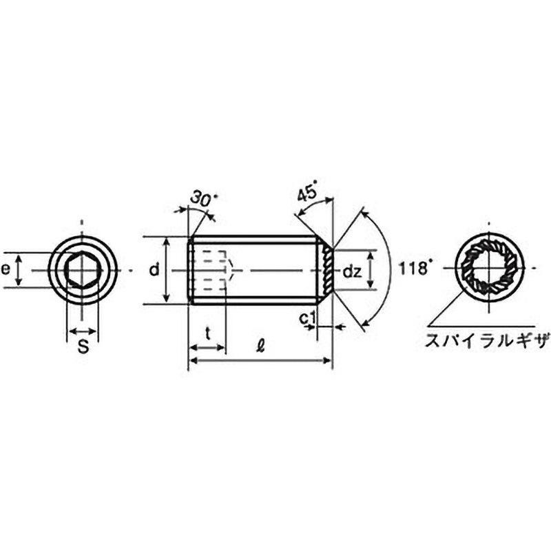 M8×16 六角穴付止めねじ(ホーローセット) ギザスクリュー(鉄/ニッケル
