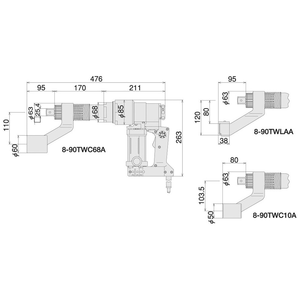 TONE (トネ) 電動タイヤレンチ 8-90TWLAA 《自動車専用工具》 TONE (トネ) 電動タイヤレンチ 8-90TWLAA 《自動車専用工具》