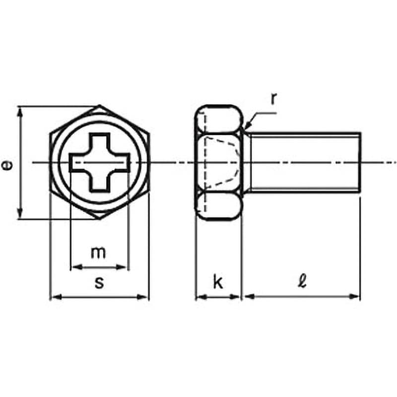 M5×20 (+)アプセット小ねじ 六角頭(鉄/ゼロクロームSW)(小箱) 1箱(500