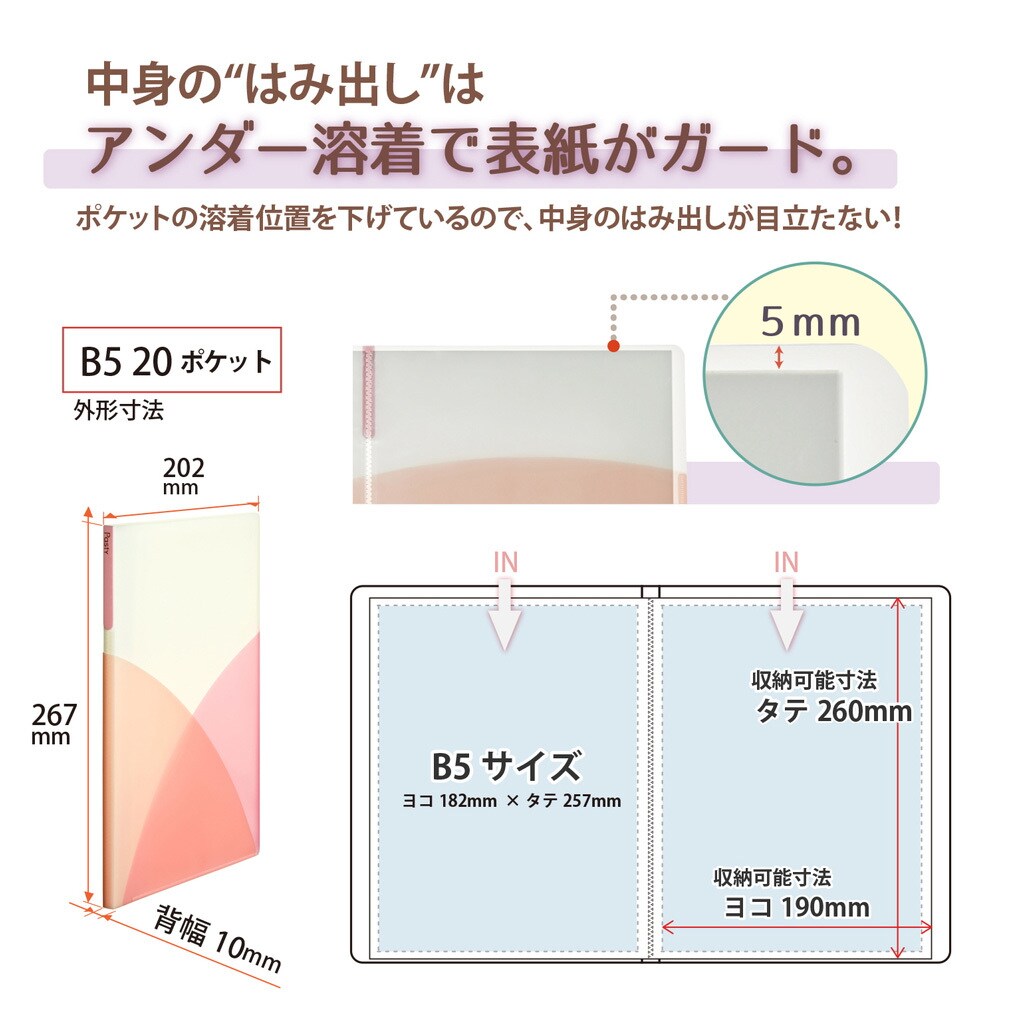 Fc 4p 984 Pasty パスティ クリアファイル プラス 文具 サイズ B5 ポケット数 枚 ピーチピンク 1冊 通販モノタロウ