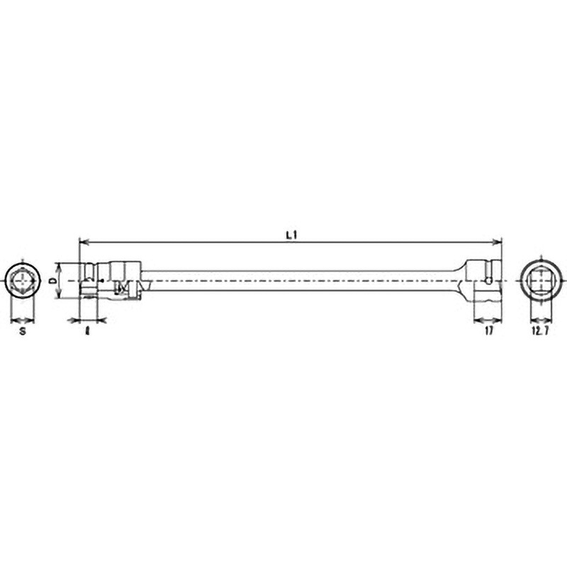 RW-17 リーチレンチ(ミッション用インパクトソケット) FPC 差込角(sq.)12.7(1/2) 質量810g   RW-17