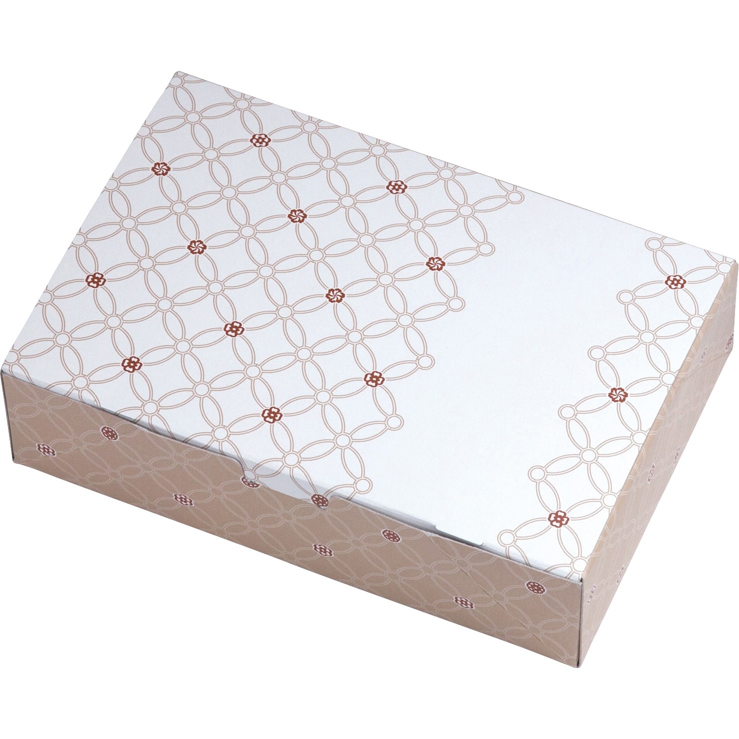 19-651K ルミアサービス箱 七宝 つなぎ くり色 ヤマニパッケージ 寸法183×122×48mm 1箱(200枚) 19-651K