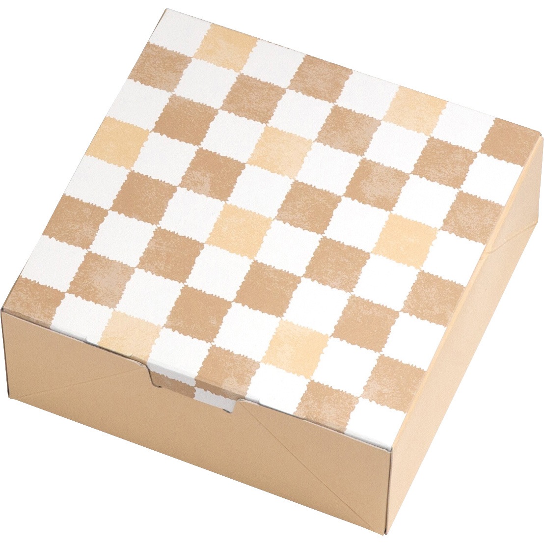 19-662U ルミアサービス箱 格子 うすちゃ色 ヤマニパッケージ 寸法123×122×48mm 1箱(200枚) 19-662U