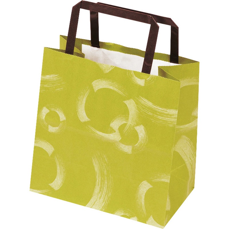 19-695M 手提袋 小 ふで柄 まっちゃ ヤマニパッケージ 高さ190mm 1箱(400枚) 19-695M