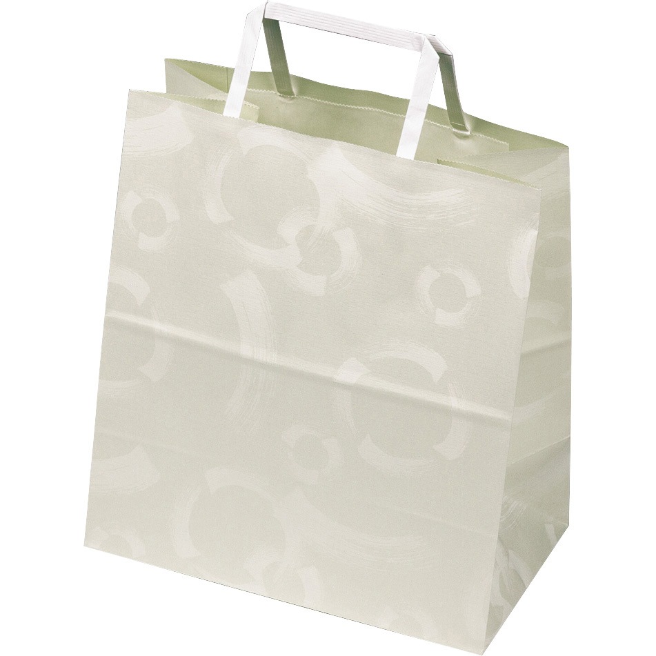 19-696W 手提袋 中 ふで柄 白 ヤマニパッケージ 高さ270mm 1箱(200枚) 19-696W 13,855円