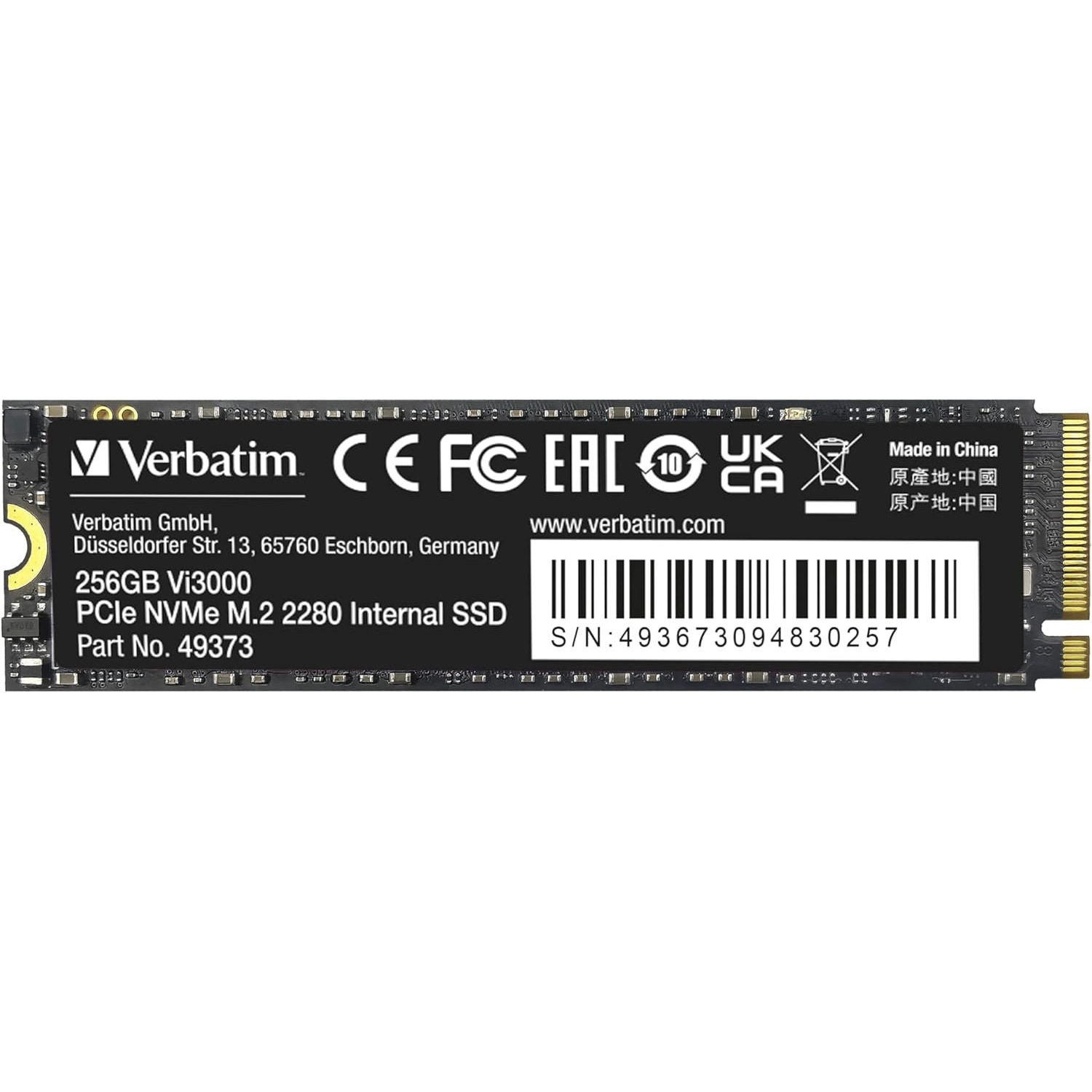 Verbatim Vi3000 PCIe3.0 1TB 最大読込3100MB/s 49373-J NVMe PCIe Gen3.0x4 PCIe3.0 Vi3000シリーズ 国内代理店IO