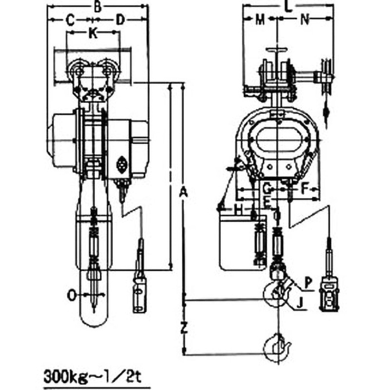トロリー　100v 単相(100V)ギヤードトロリー式電気チェーンブロック 象印チェン