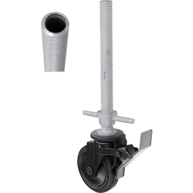 BKWSJF-200 ジャッキ式キャスタ ブラックライン ペダルストッパー SISIKU(シシク) 車輪径200mm取付高247.3mm 13,075円