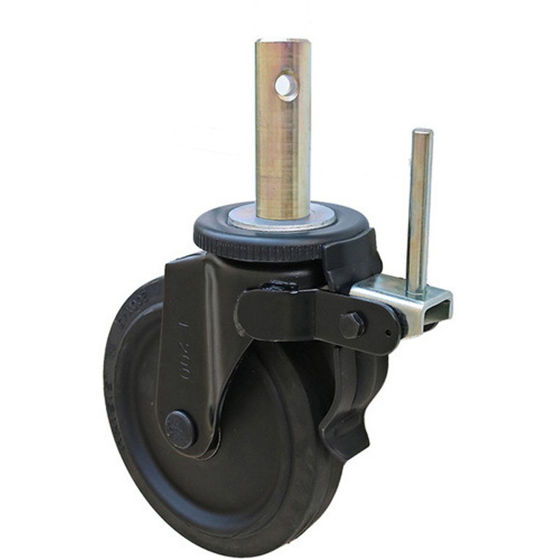 BKWSC-200 差し込み式キャスタ ブラックライン ロッド棒ストッパー SISIKU(シシク) 車輪径200mm取付高247.3mm