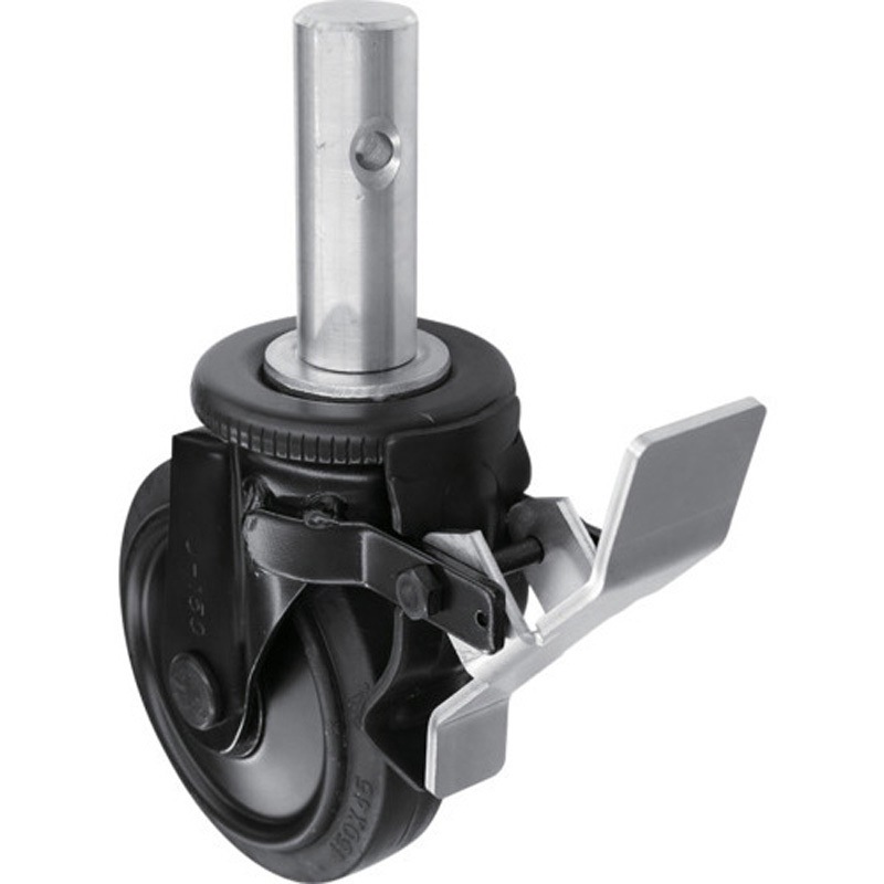 BKWSCF-150 差し込み式キャスタ ブラックライン ペダルストッパー SISIKU(シシク) 車輪径150mm取付高196.6mm