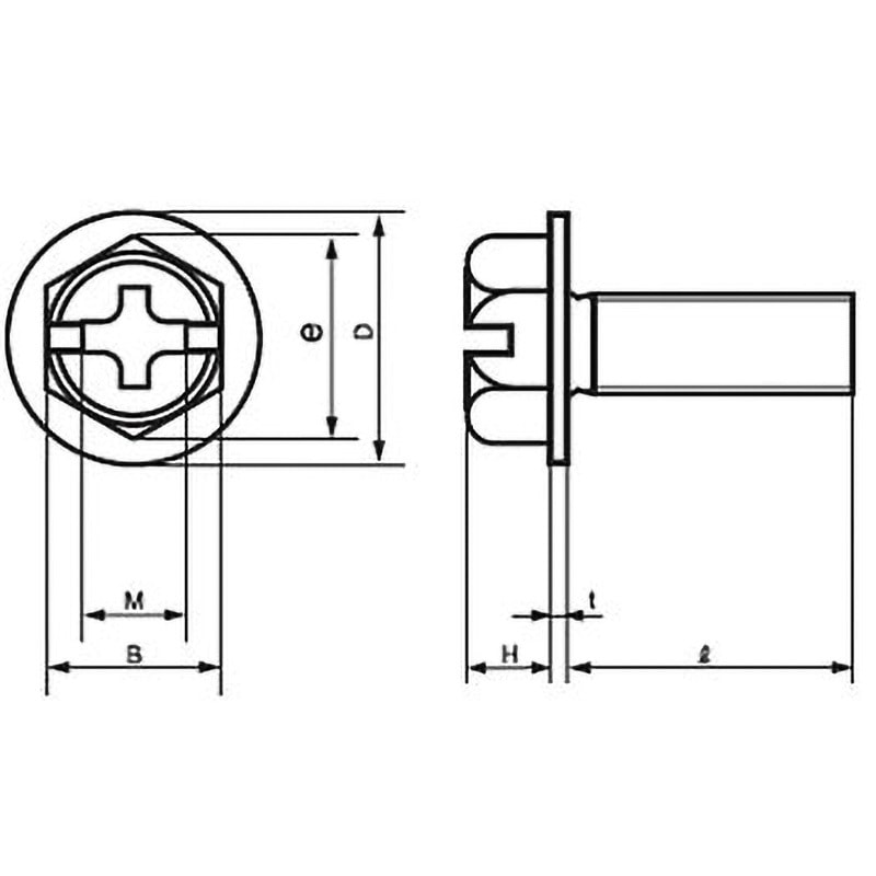 M5×25 (+-)六角フランジ小ねじ(鉄/ノンクロームブラック)(小箱) 大阪魂 呼びM5長さ25mm 1箱(600個)