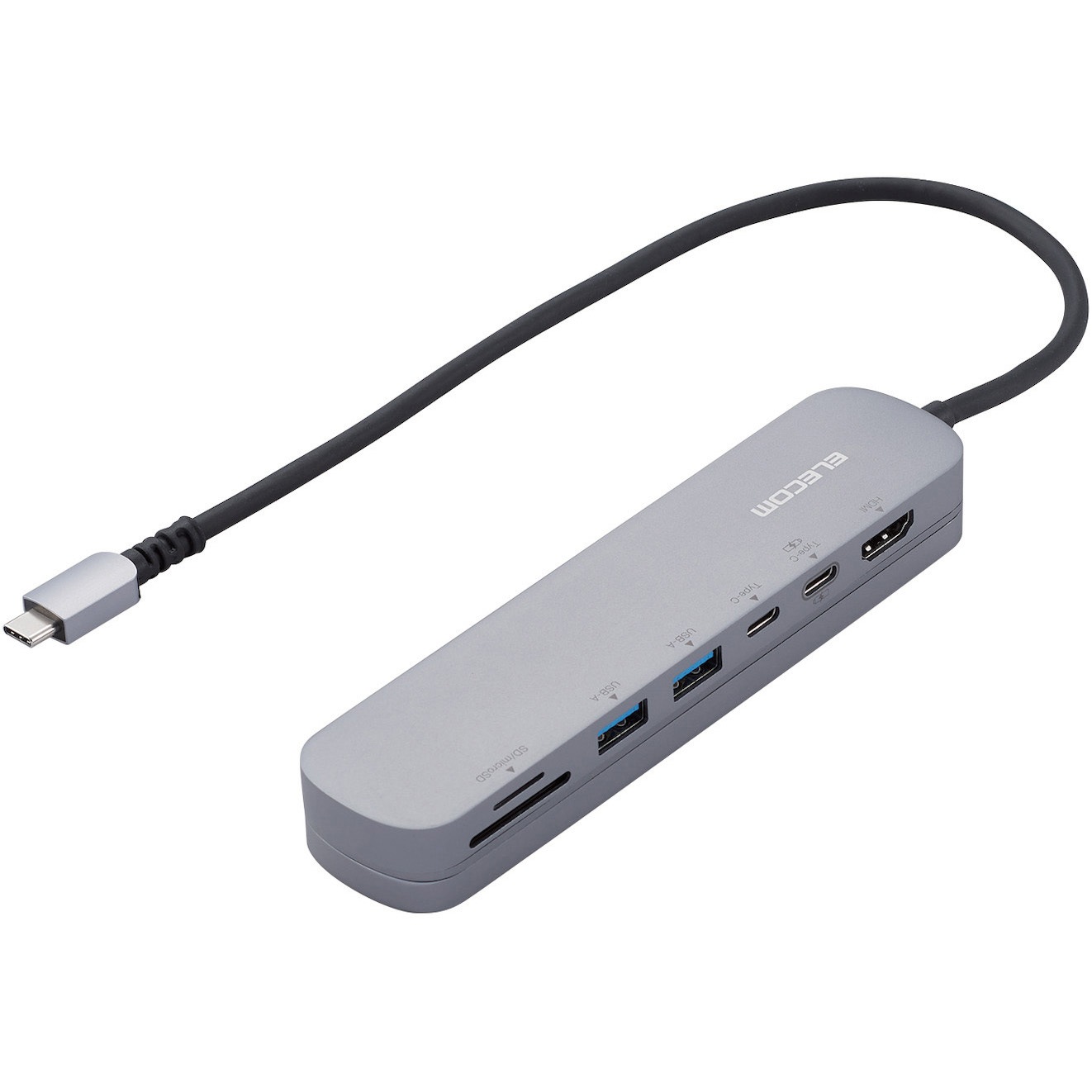 DST-C21SV/EC USBハブ ドッキングステーション PD Type-C接続 85W出力 タイプC×2 USB-A×2 HDMI×1 SD+microSD×1 エレコム シルバー色