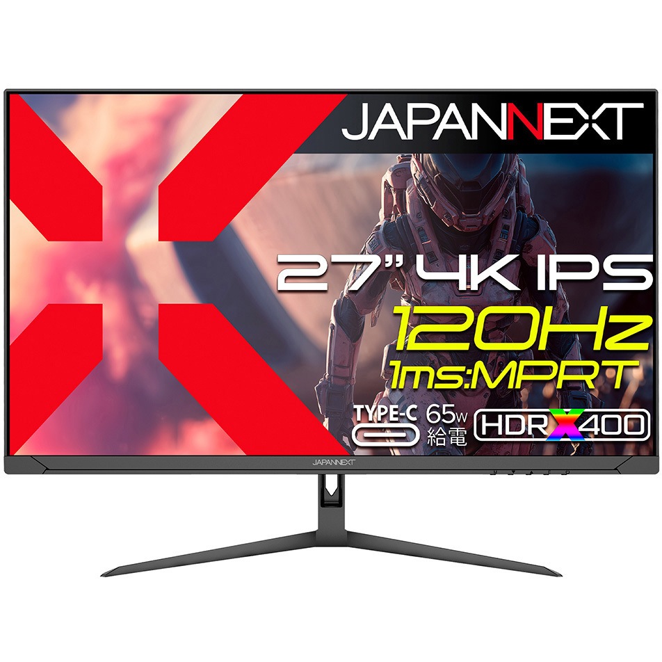 JN-IPS27G120U-C6 ゲーミング液晶ディスプレイ 27型/3840×2160/HDMI×2、DP、USB Type-C/ブラック/スピーカー有/2年保証 1台 JAPANNEXT 【通販モノタロウ】
