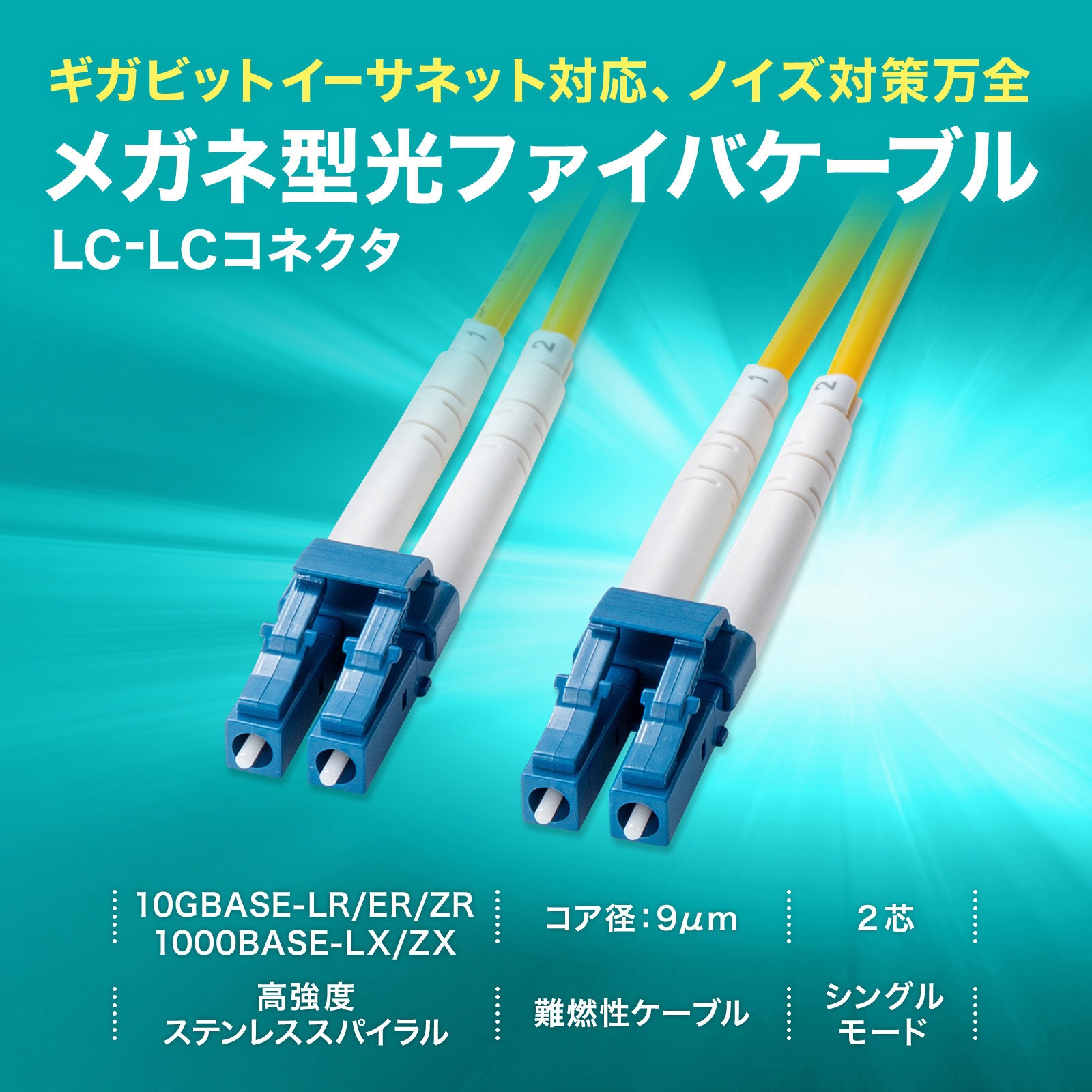 HKB-HLCLC1-03 光ファイバケーブル OS2 補強メガネ型 サンワサプライ
