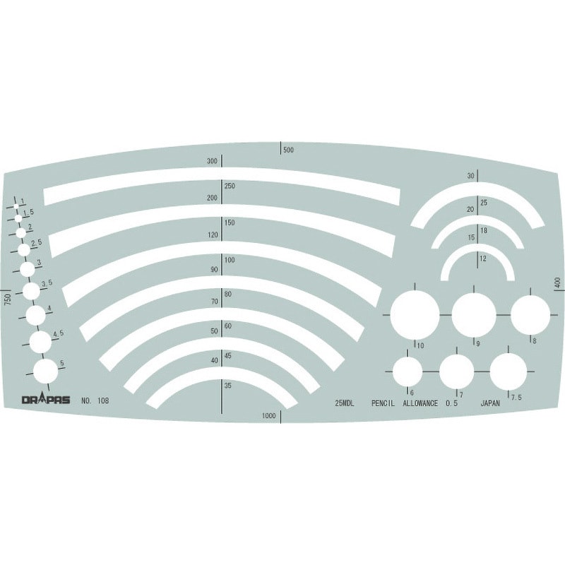 31-E108 円周定規 A 円・円周・一般用テンプレート 1枚 ドラパス 【通販モノタロウ】