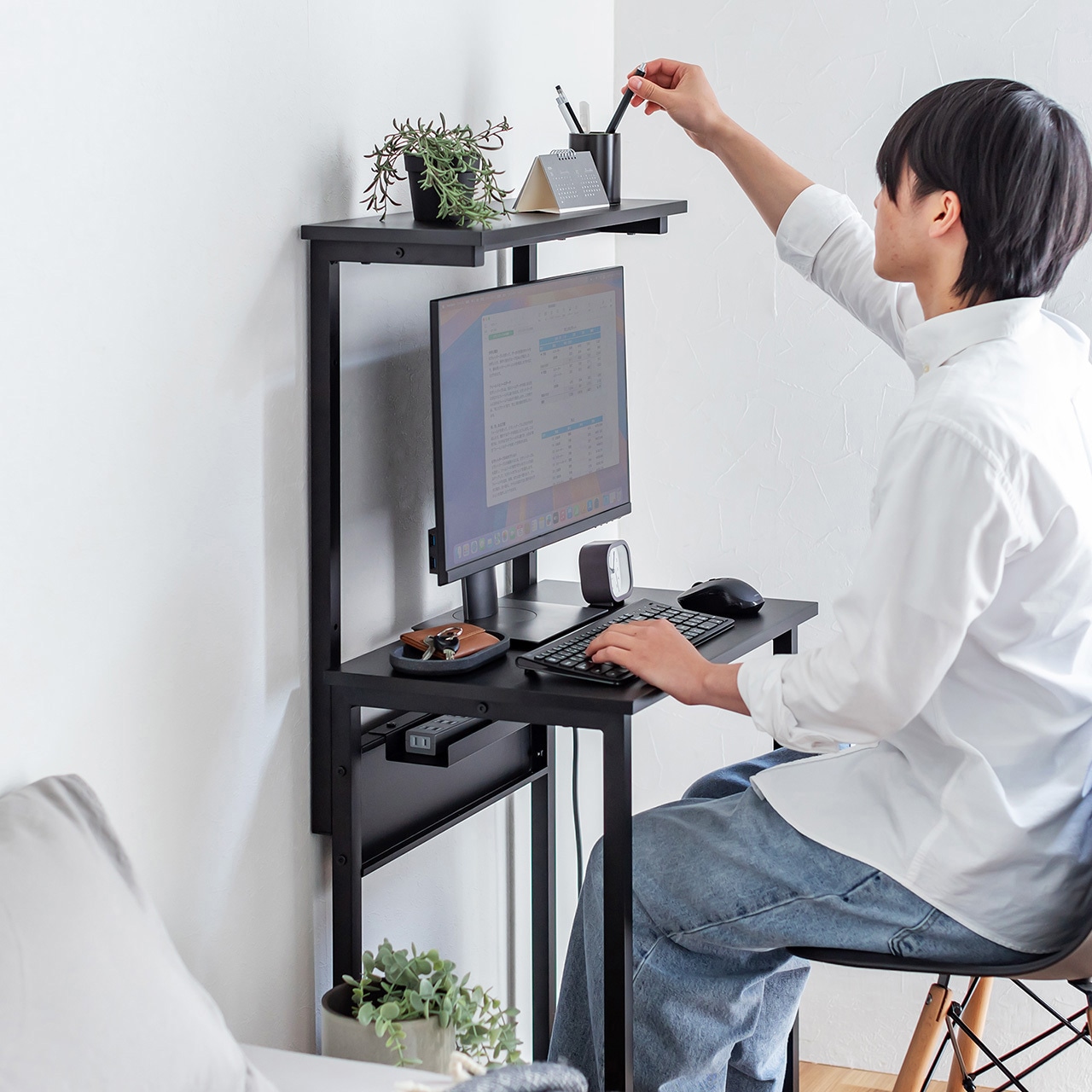 SANWA SUPPLY 100-DESKF060BK シンプルPCラック 100-DESKF060BK ラック シンプルタイプ サンワダイレクト ブラック 100
