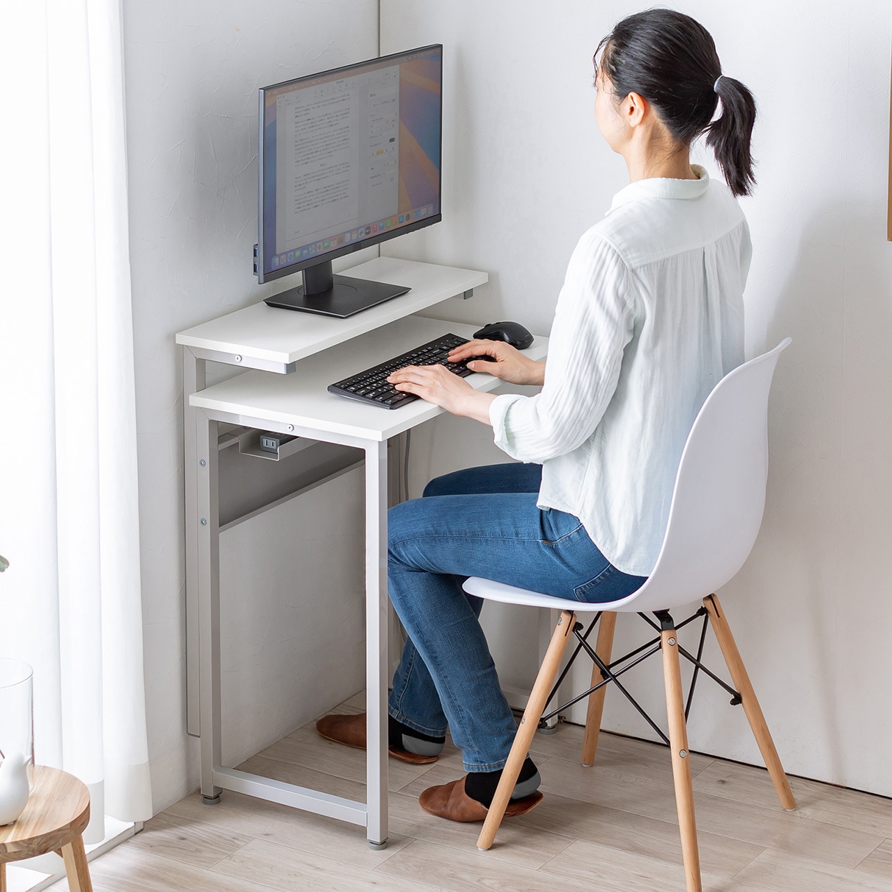 100-DESKF060W ラック シンプルタイプ サンワダイレクト ホワイト   100-DESKF060W