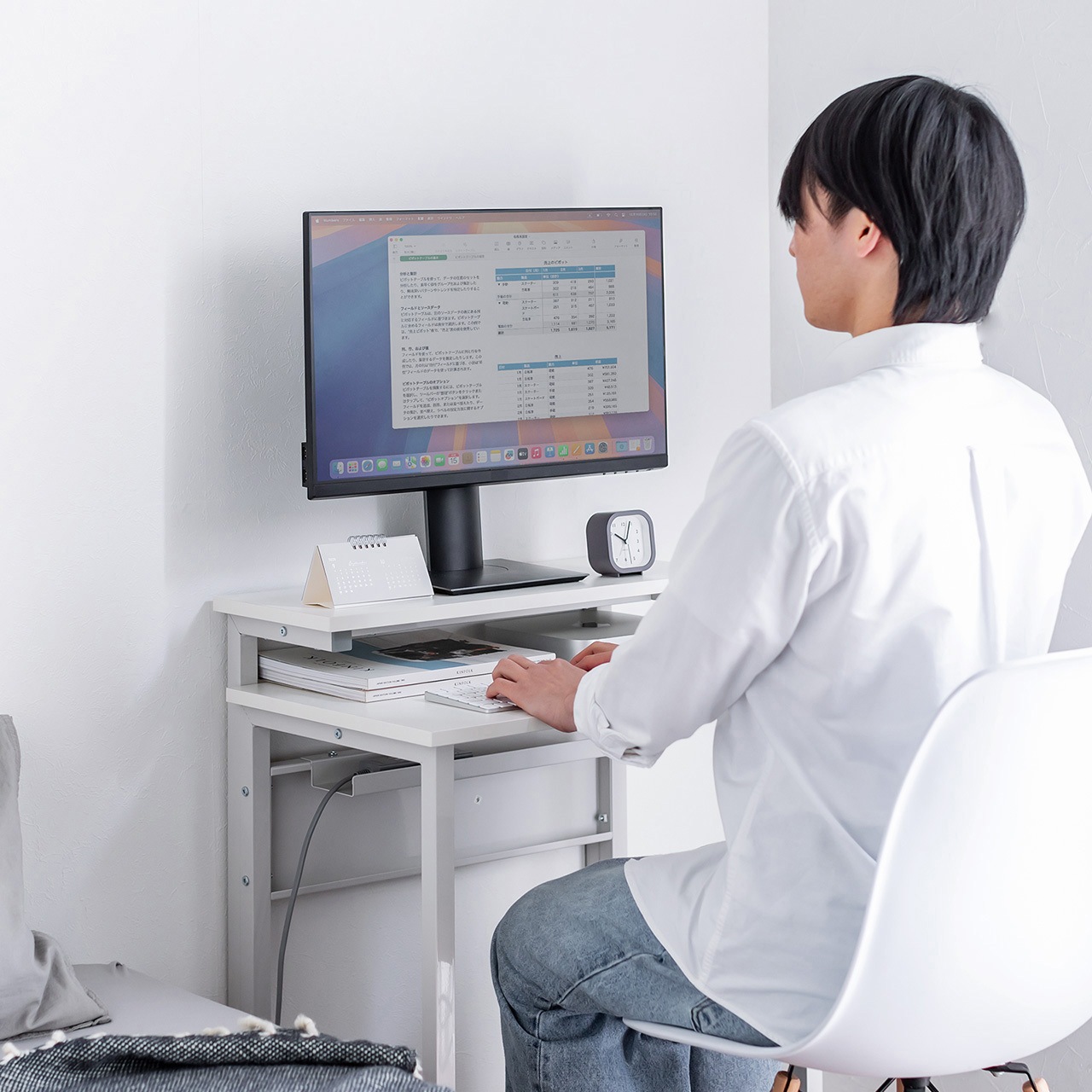 100-DESKF060W ラック シンプルタイプ サンワダイレクト ホワイト   100-DESKF060W