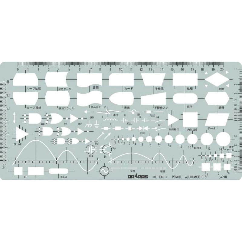 31-E401 電気・電子用総合テンプレート 電気・コンピューター用テンプレート 1枚 ドラパス 【通販モノタロウ】