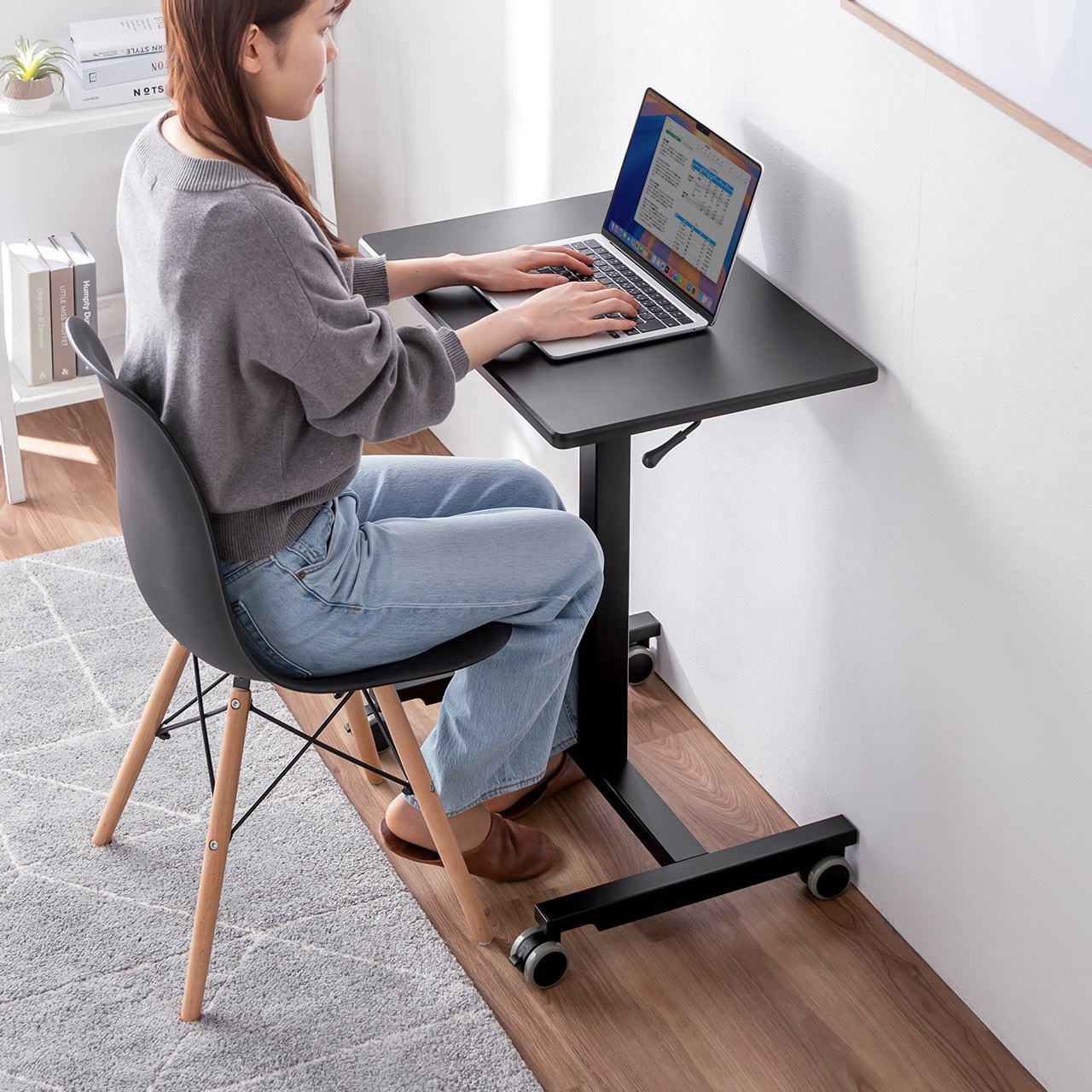 100-ERD048BK デスク ガス昇降 サンワダイレクト 幅62cm奥行き43cm高さ