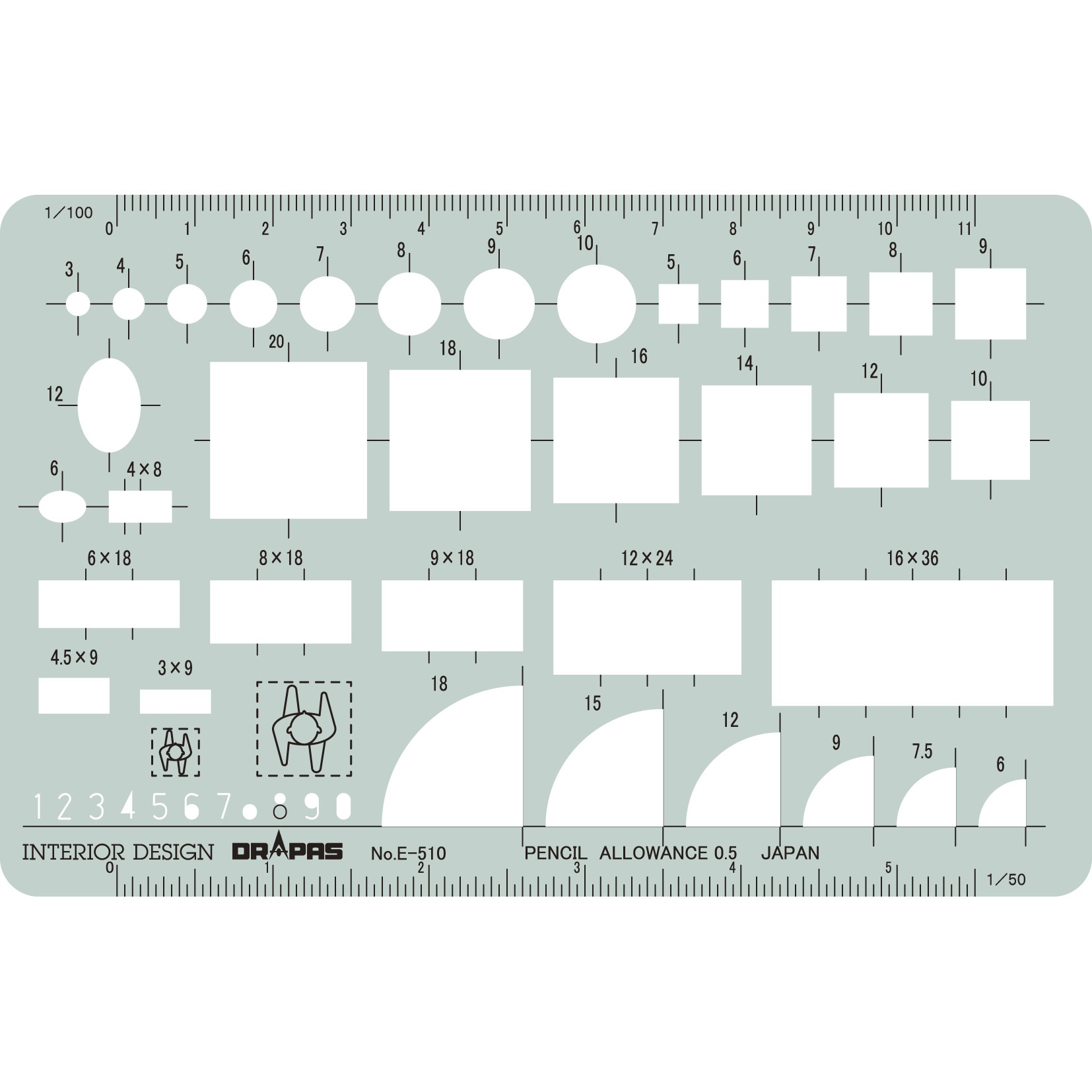 ドラパス テンプレート E221 楕円定規 5度 & 10度 31221