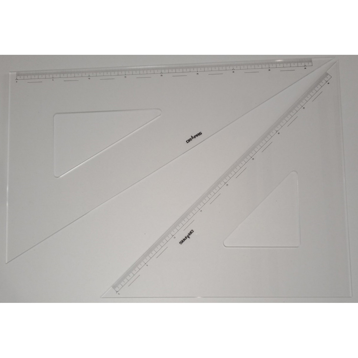 45cm 13-136 三角定規(目盛付 3mm厚) ドラパス 1組 45cm 13-136