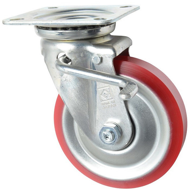 WJ-150UB-WS(L) ゴールドキャスター WJ(ウレタン車B入) Wストッパー付 ゴールドキャスター 単輪 中荷重用 車輪径150mm車輪幅38mm