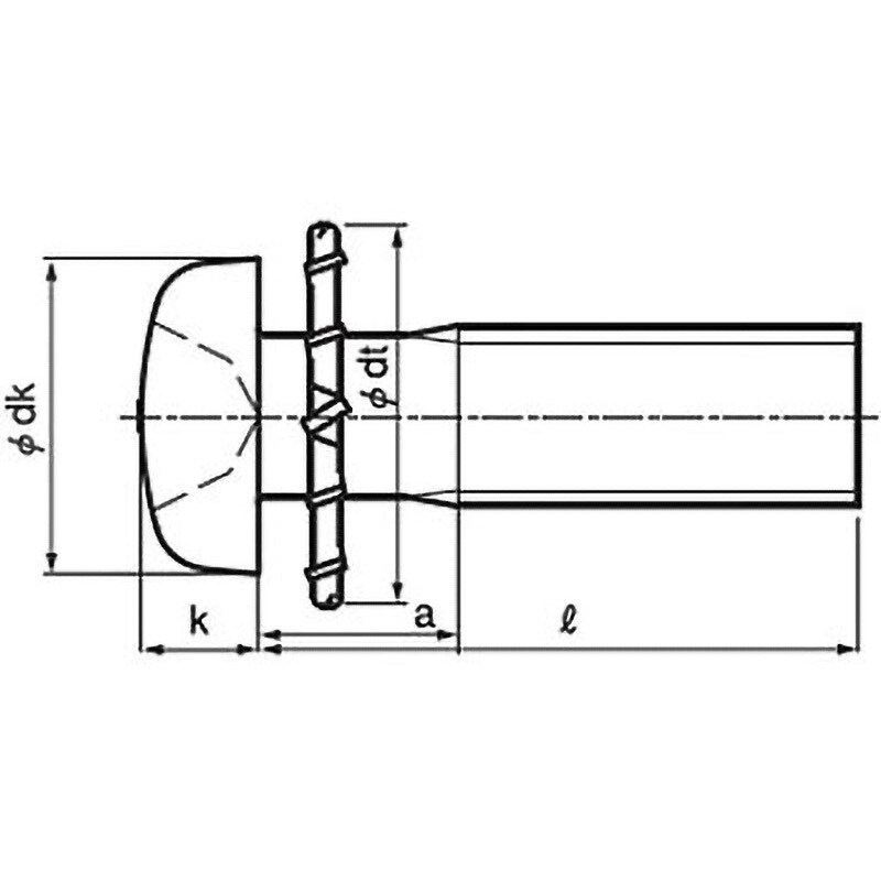 M4X8 ( )ﾅﾍﾞLI=2(内歯 組み込みねじ 鉄(標準) 生地(標準) - ネジ・釘