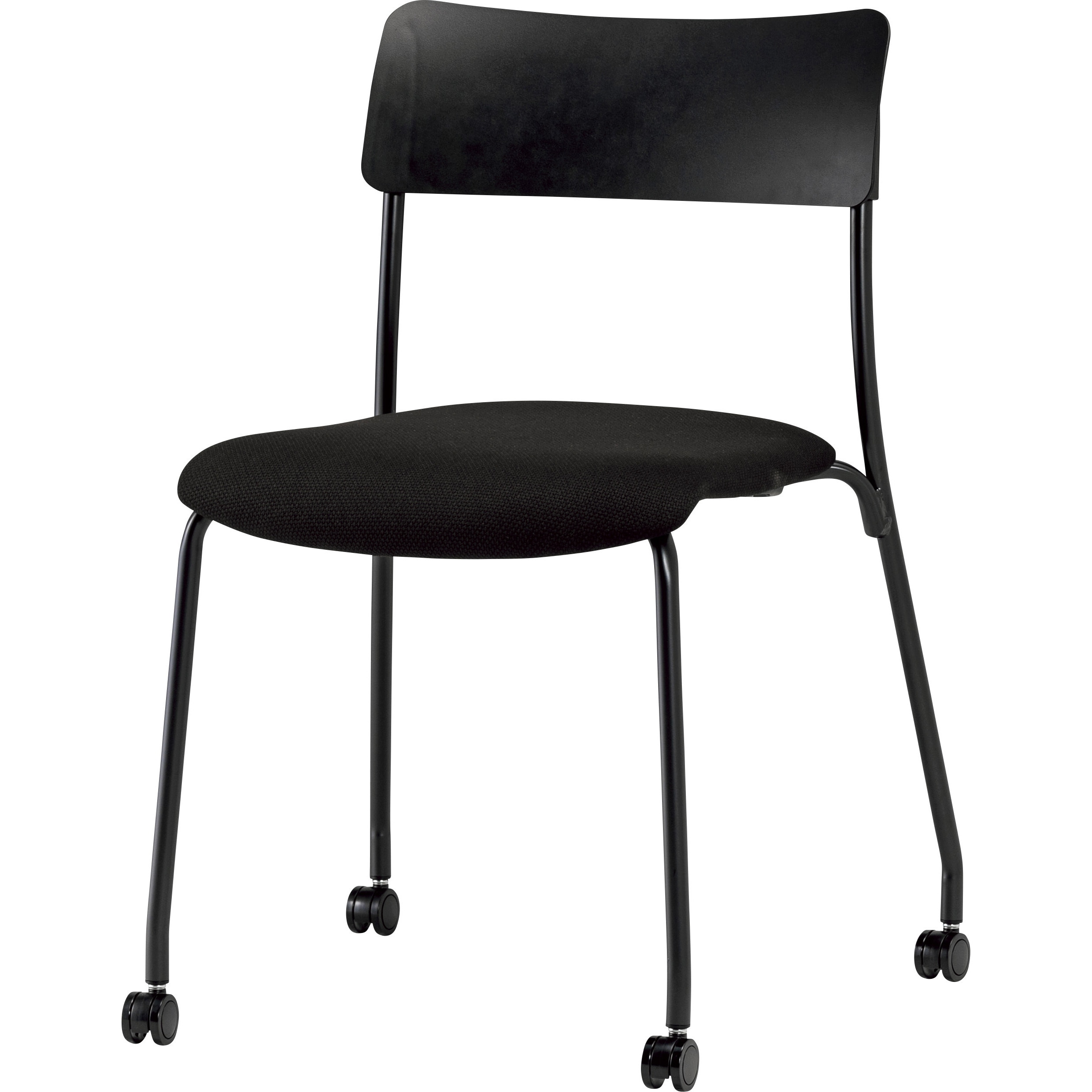 CM102-MYC キャスター付きワントーンミーティングチェア CM102-MYC サンケイ スタッキング4脚まで可 ポリプロピレン樹脂成型品 ブラック色 高さ773mm幅528mm奥行428mm 1脚