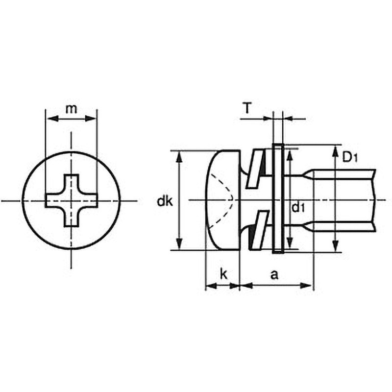 M2×8 (+)ナベI=4(SW+ISO小形W組込)(ステンレス/ブラック)(小箱) 大阪魂 呼びM2長さ8mm 1箱(4000個)