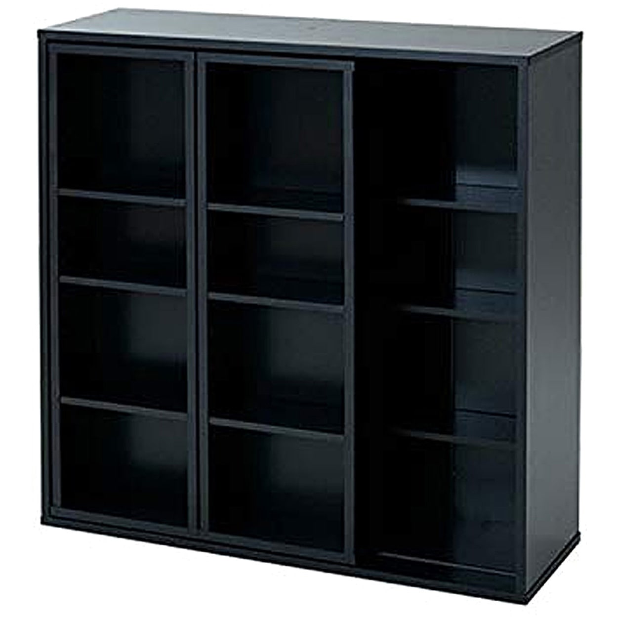 CRSS-9090(BK)*2 スライド本棚 YAMAZEN(山善) ブラック色 幅900mm奥行