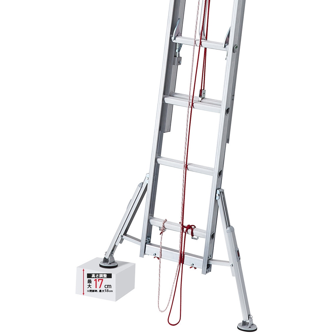LH3-80 脚部伸縮 スタビライザー付 ハチ型 3連はしご ラクノリ 長谷川