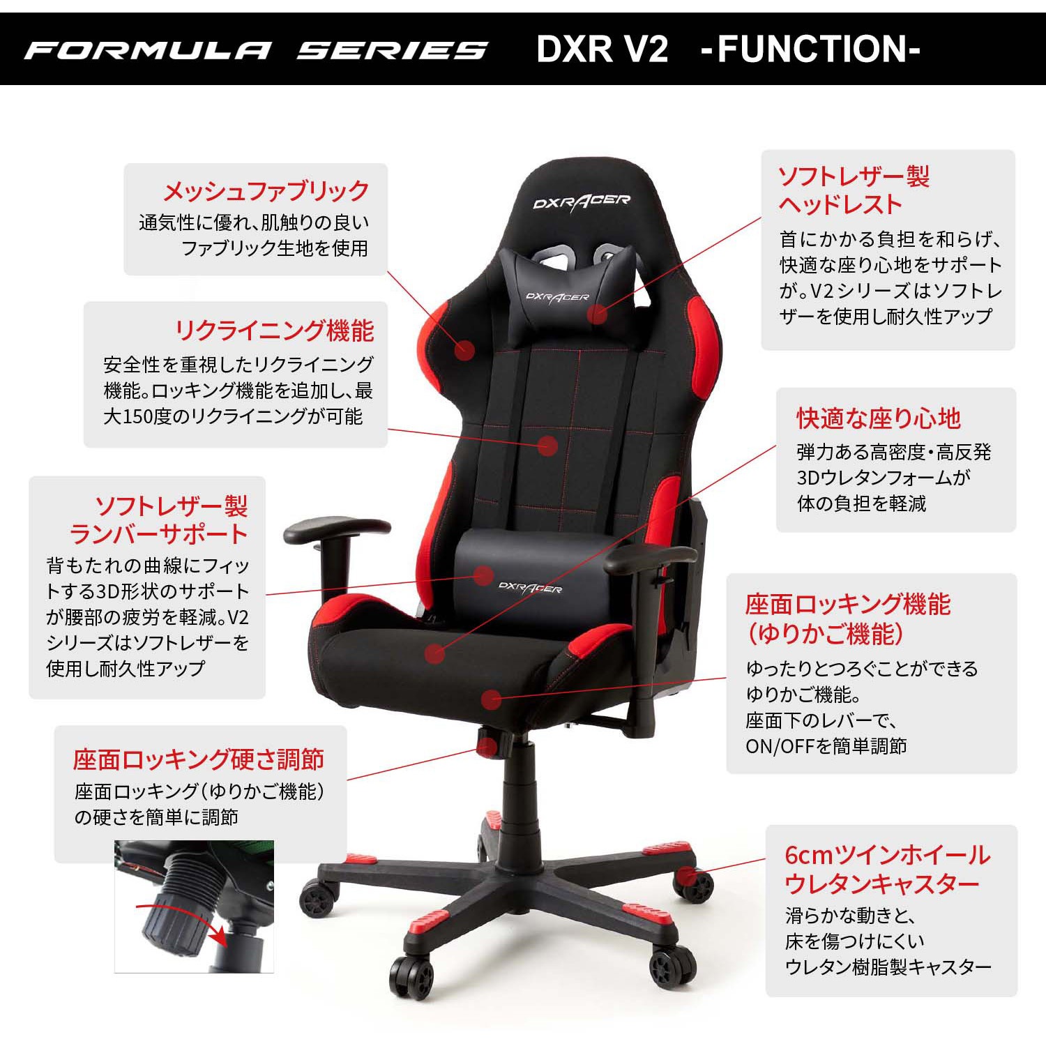 dxracer FORMULAシリーズファブリックモデル
DXR V2シリーズ dxracer FORMULAシリーズファブリックモデル DXR V2シリーズ