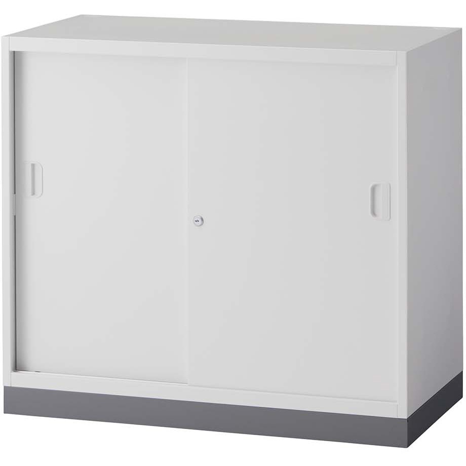 LEWB-08S オフィスユニット LION (ライオン事務器) ホワイト色 棚板可動式・24mmピッチ 引戸2枚扉 下置き 2段型   LEWB-08S