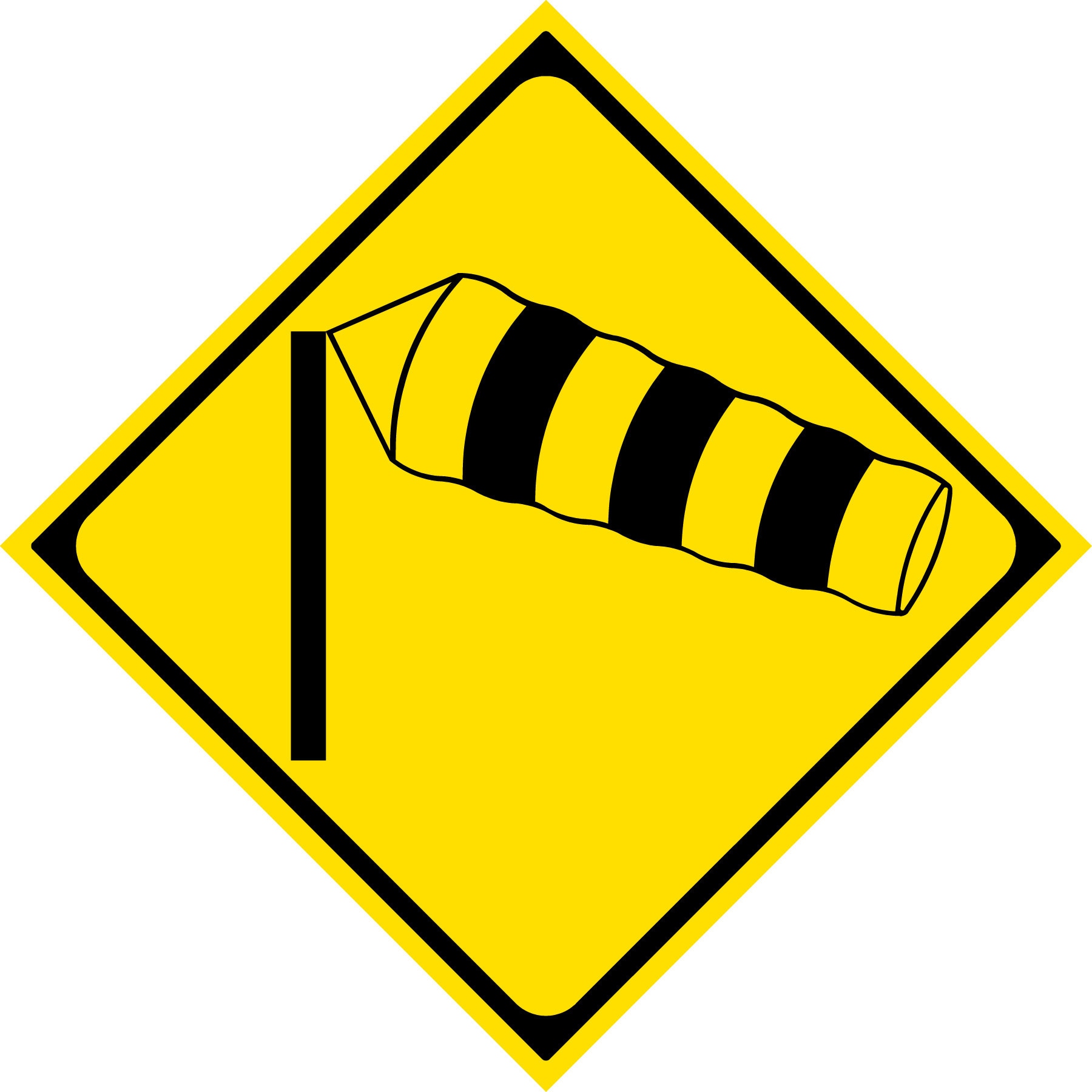 E214 警戒標識 エコボード200角 グリーンクロス 注意 横風注意 E214