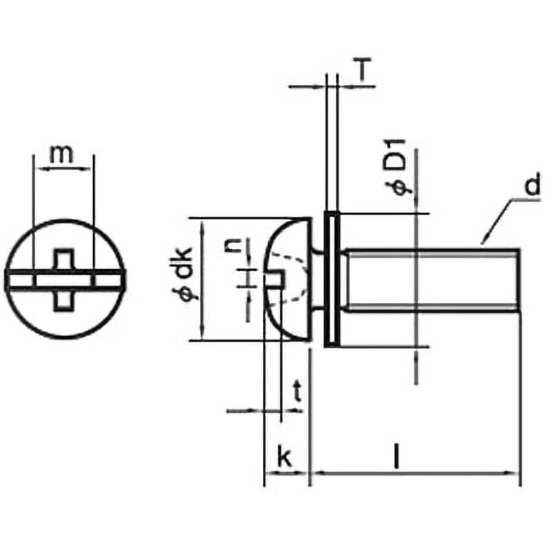 M3X7 ( )ﾅﾍﾞPK=1 組み込みねじ 鉄(標準) 三価ﾎﾜｲﾄ - ネジ・釘・金属素材