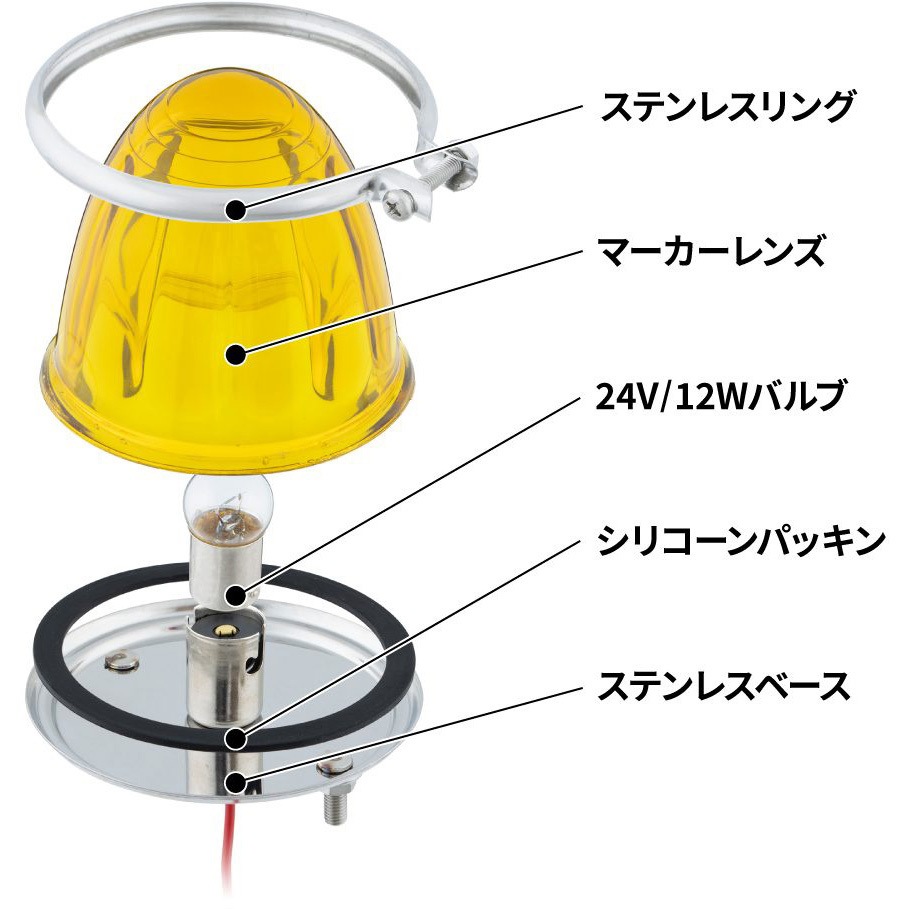 631715 A型バスマーカーランプ ステンリング(ガラスレンズタイプ) 1個