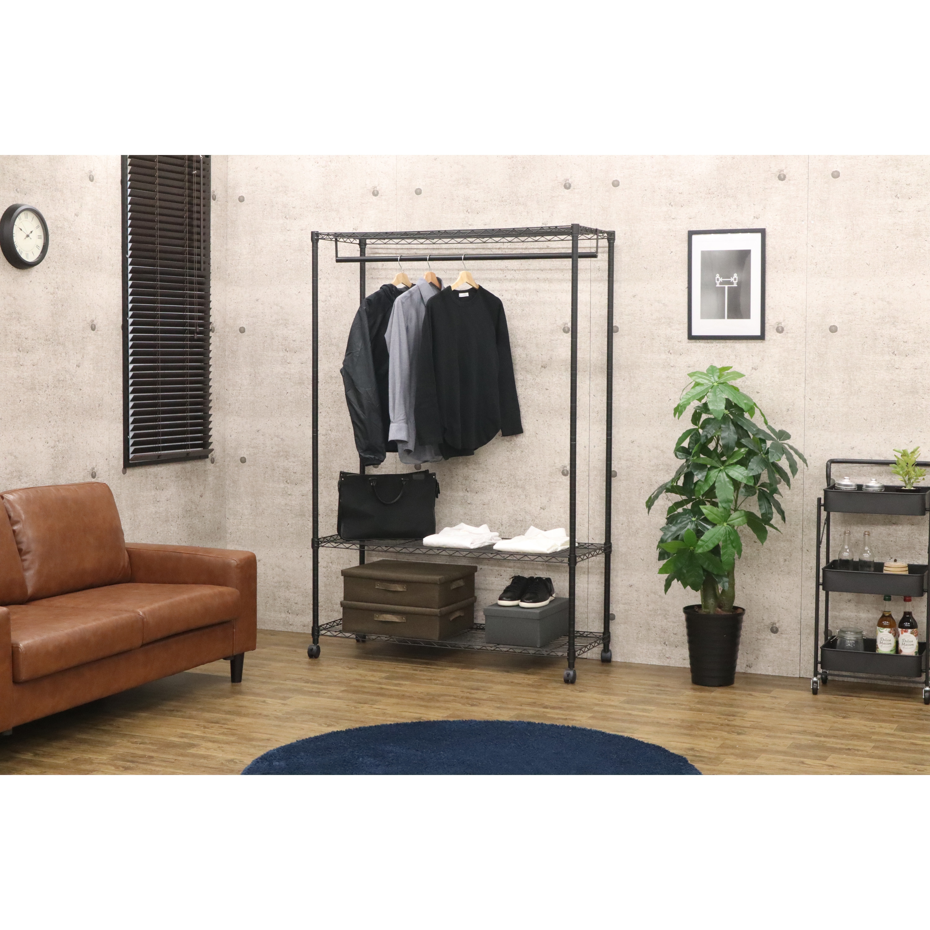 エイ・アイ・エス(AIS) 25φスチールワードローブ キャスター付 幅90×奥行45×高さ184cm 組立品 メッキ YHR-904518