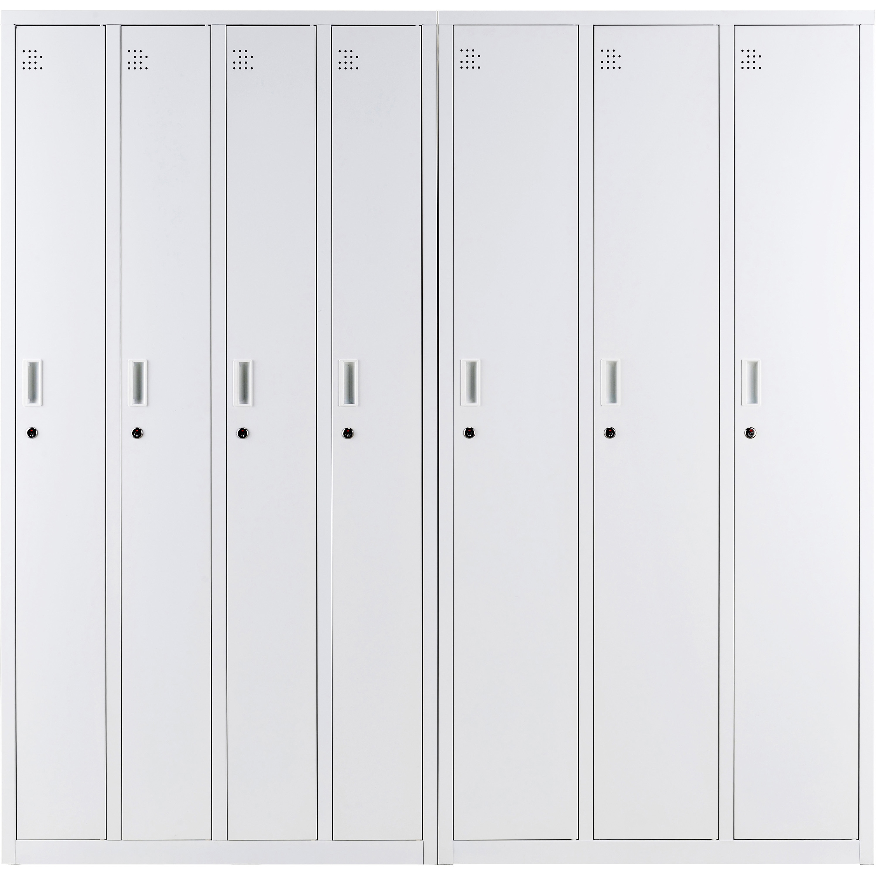 新品未使用ホワイトスチールロッカー ダイヤル鍵4扉 ハンガーポール付き 746922 簡単組立スチールロッカー スマイル(家具) ホワイト色 鍵あり 4