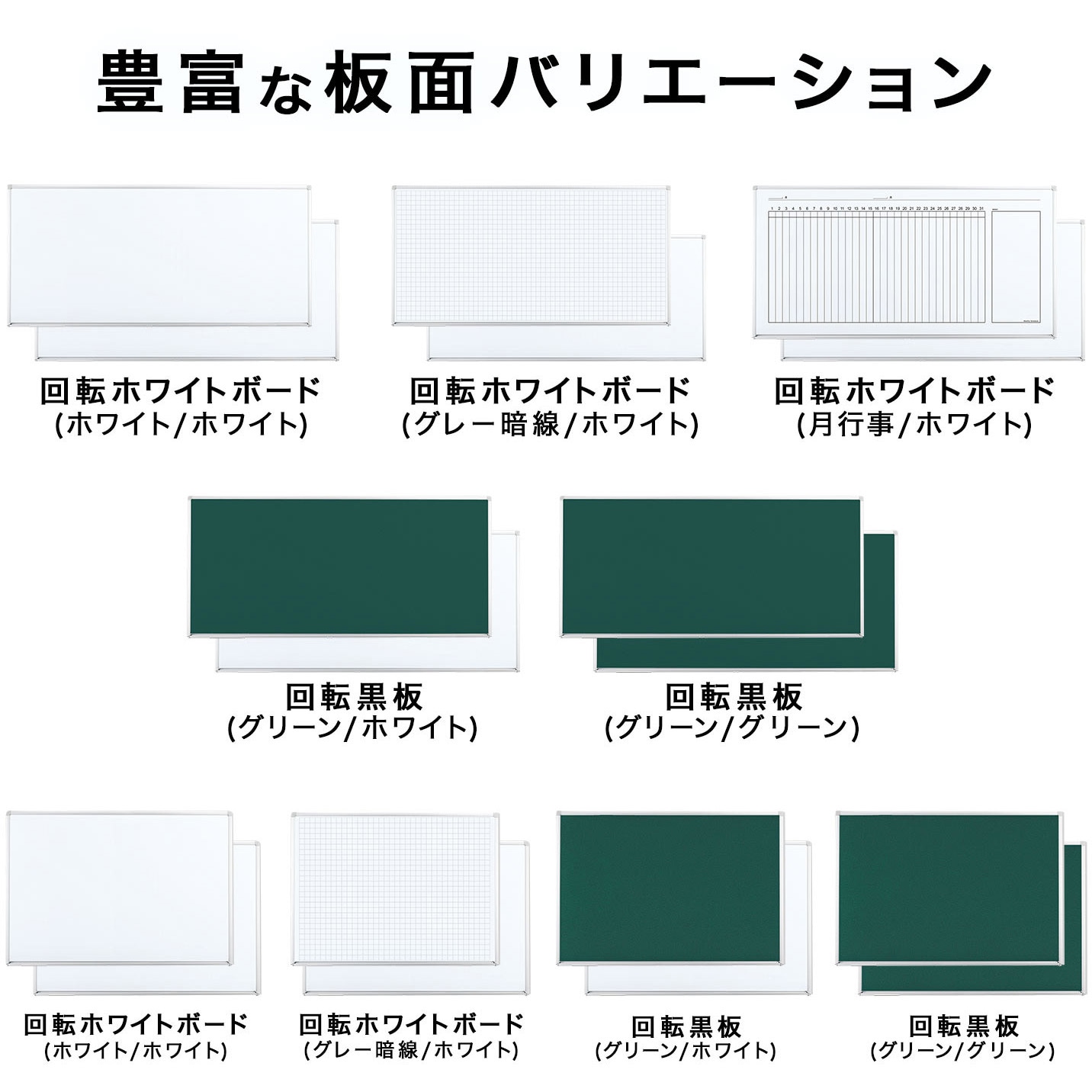 コクヨ　BB-R936GGN　回転黒板　BB-R900シリーズ　両面　グリーン/グリーン　板面1760×865 コクヨ 回転黒板 BB-R900シリーズ 回転ホワイトボード 板面 ホーロー