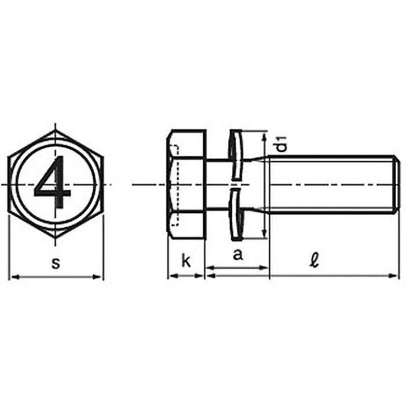 M10×30 4マーク小形六角アプセットSP=2(SPAK組込)(鉄/ユニクロ)(小箱