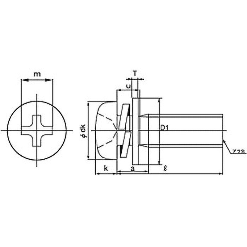 M4×8 ピタック(+)ナベI=3 薄板用(SW+ISO W組込)(鉄/3価ホワイト)(小箱) 大阪魂 十字穴番号2 呼びM4長さ8mm 1箱(1500個)