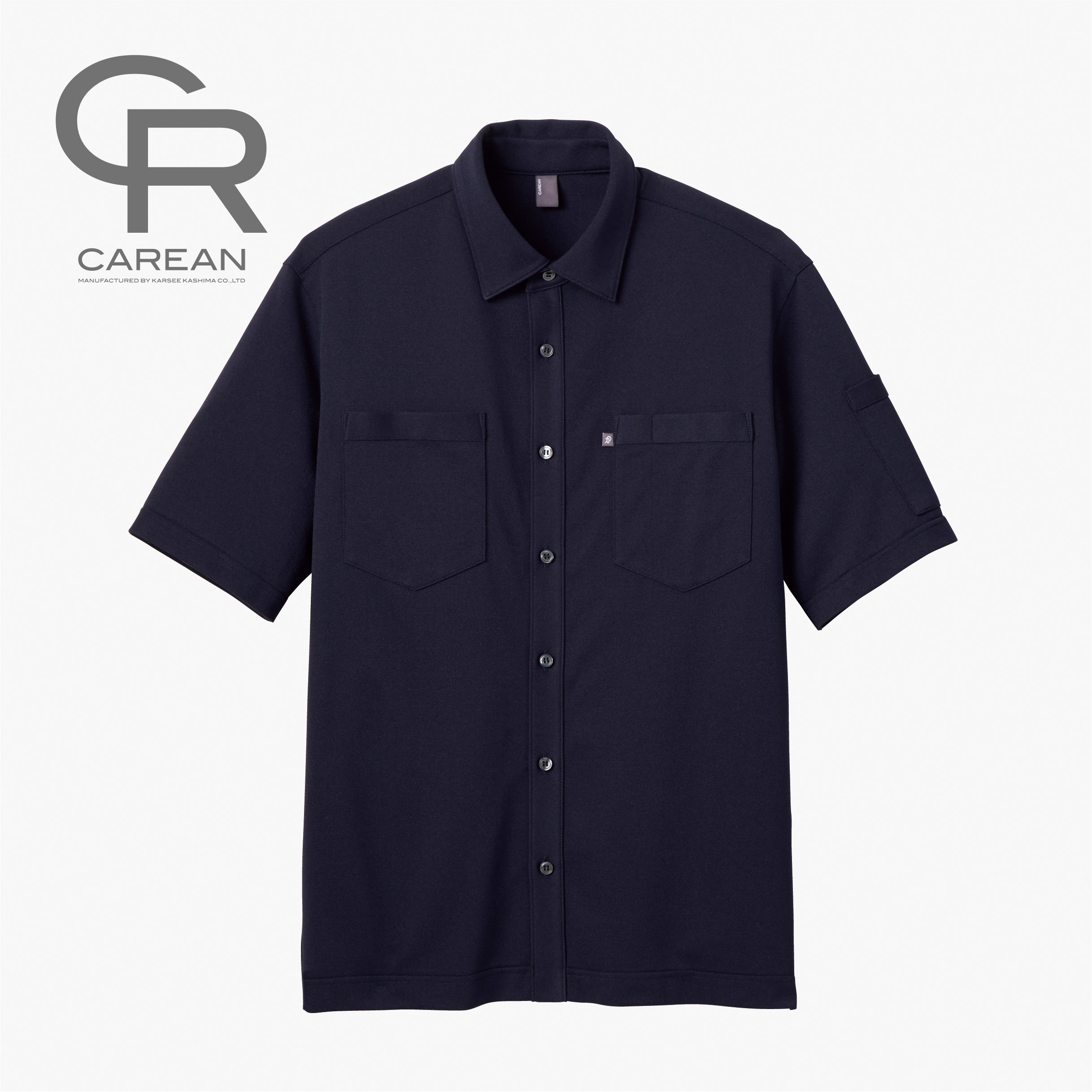 CSY174 CAREAN CSY174 T/C KANOKO SHIRT 半袖ニットシャツ カーシーカシマ ネイビー色 サイズSS着丈60cm
