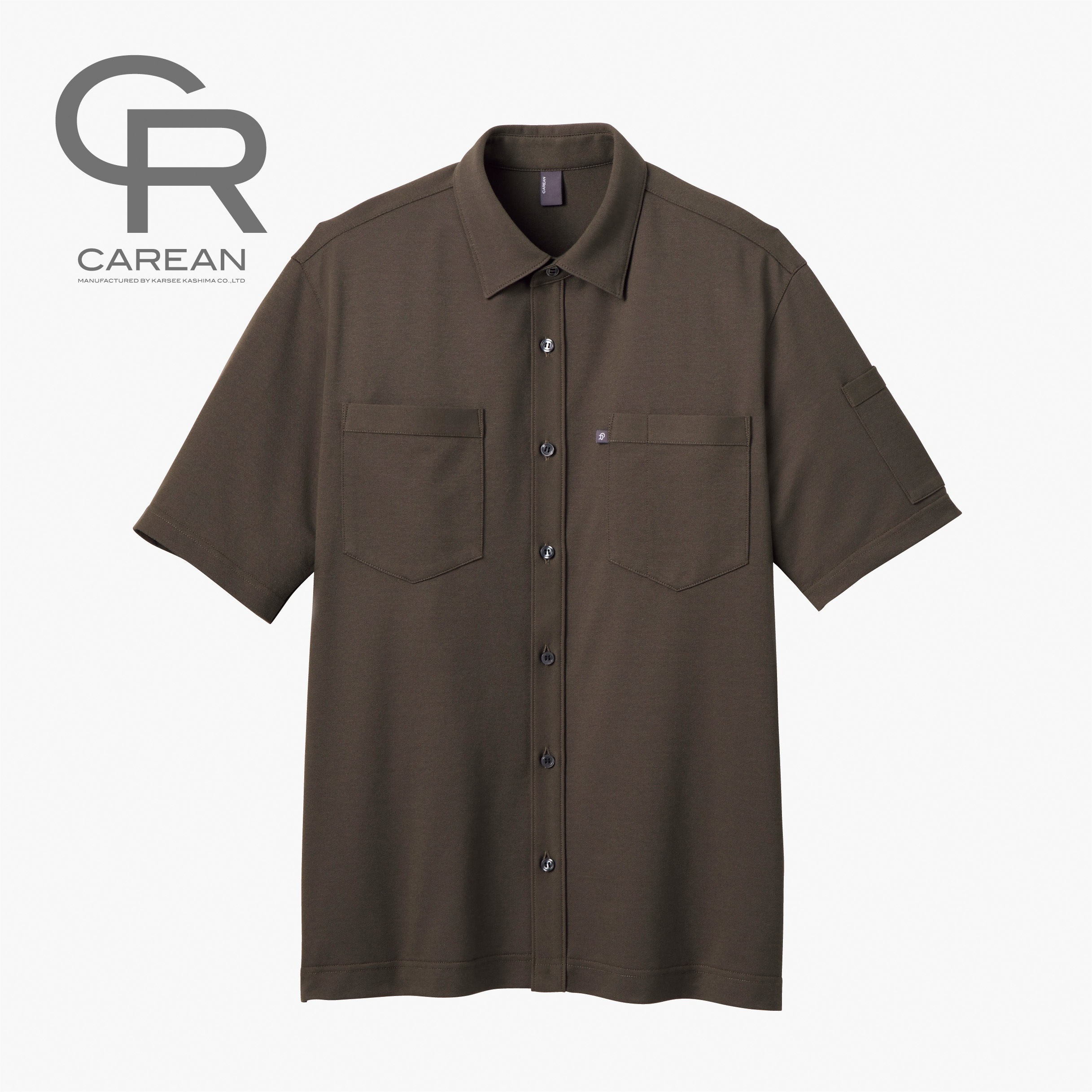 CSY174 CAREAN CSY174 T/C KANOKO SHIRT 半袖ニットシャツ カーシーカシマ カーキ色 サイズSS着丈60cm