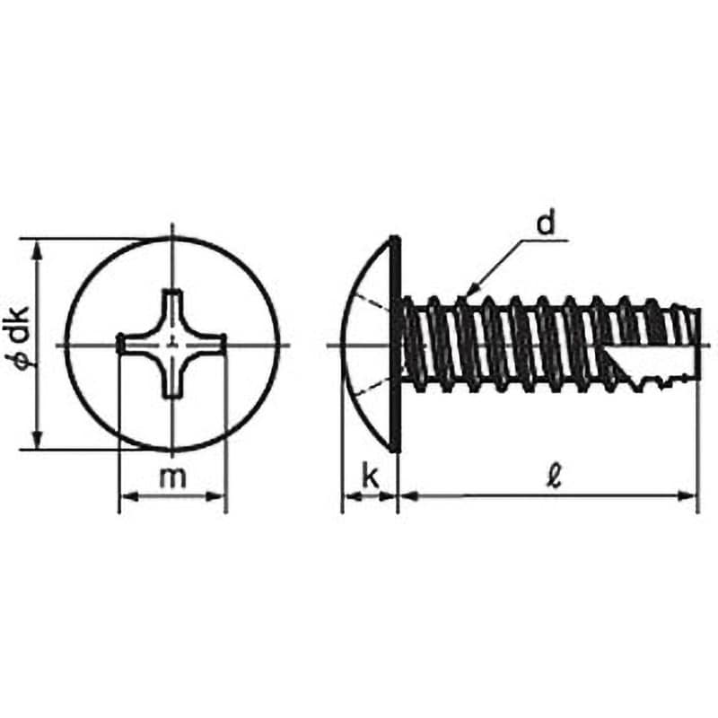 M3×6 (+)トラスタッピンねじ 2種溝付B-1形(鉄/三価ステンコート)(小箱