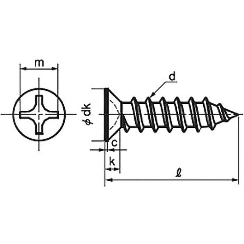 M4×10 (+)皿小頭D=7タッピンねじ 1種A形(ステンレス/頭部ブラック(頭部のみ塗装))(小箱) 大阪魂 十字穴番号2 呼びM4長さ10mm 1箱(2000個) 12,395円