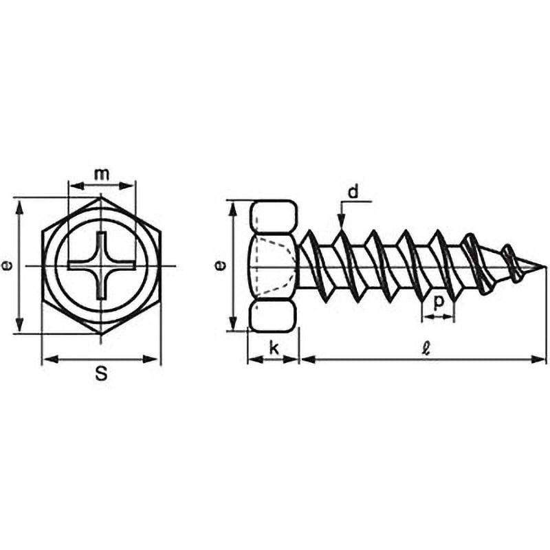 M8×50 (+)六角アプセットタッピンねじ 1種A形(ステンレス/ブラック)(小箱) 大阪魂 十字穴番号3 呼びM8長さ50mm 1箱(50個)