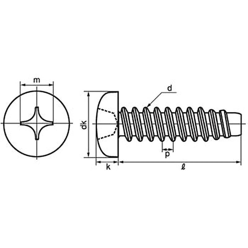 M2.5×4 (+)ナベタッピンねじ 2種溝なしB-0形(鉄/ゼロクロームSW)(小箱) 1箱(5000個) 大阪魂 【通販サイトMonotaRO】